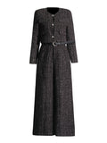 Temperament Commuting Style 2025 Summer New Fashion Small Fragrant Coat + Belt With Trousers Set