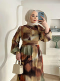 2025 New Fashion Temperament Long-Sleeved Round Collar Loose Design Dress Dress Dress Dress Woman