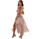 2025 New Solid Color Sleeveless Flaming Flower Fork Sexy Dress
