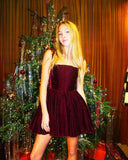 Christmas Party Dress Word-In-Letters With Sling Skirt Gold Velvet Dress