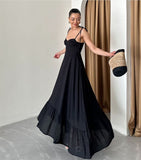 Summer New Fashion Stacked Solid Color Sexy Sling Dress