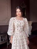 New Broken Flower Fairy Intellectual Wind Waist Tie With Long Dress