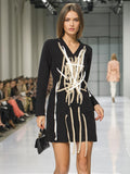 Fashion Trend Dress Women's Dress 2025 Spring New V-Neck Design Stitching Strap Strap To The Belt Short Skirt