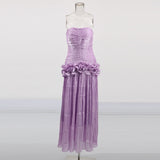 Yuanfeng Light Luxury Evening Dress 2025 New Women's Summer Breast Flavor Flavor To Waist Leaf Sides And Matching Dresses