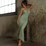 Spring And Summer Slings Splicing Dress Stylish Sexy Tatry Folded Fishtail FD9738 HZ0628