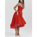 Women's New Sling V-Neck Sleeveless Dress Pony Skirt HZ0628