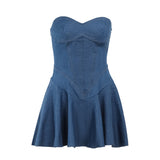 Summer 2025 New Temperament Ass A Dress Sexy Bra·Â Denim Dress Woman DJPT