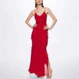 Dress With Long Back Dress Open Fork Sexy Body Sling Skirt Chiffon Side Dress