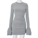 Women's Autumn And Winter New Horn Double-Layer Lace Long Sleeves Skirt DJPT