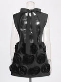 Temperament Elegant Style Dress 2025 Spring New Sleeveless Tie Spliced Three-Dimensional Flowers Short Dress Woman