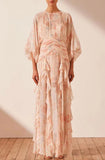 Autumn New Round Collar Lantern Sleeves With Lotion Side Of The Dressing Lady