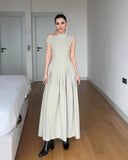 Women's Summer Round Neck Short Sleeve Splicing Irregular Pressure High-Waisted Skirt