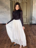 Autumn New Female Waist Thin Design Stitching Silk Dress Dress Dress Dress Woman