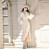 White Moonlight New Chinese Style Daily New Top Dress Autumn And Winter Set X166