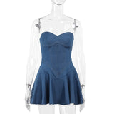 Summer 2025 New Temperament Ass A Dress Sexy Bra·Â Denim Dress Woman DJPT
