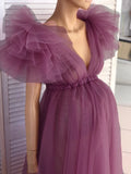 Women's Clothing Splicing Mesh Yarn Fluttering Shoulders Forked Pregnant Woman Drag Dress Photo Drag Floor Dress 1227 Maternity