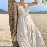 Tourism Photo Clothes Women's Summer Seaside Resort Beach Dress Super Fairy Temperament Bare Back Sling Dress