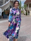 2024 Spring New Scarf Temperament Bubble Sleeves To Close The Waist Design Dress