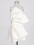 Famous Wind 2025 Spring New Bow Bra Design Personality Short Color Light Luxury Dress Woman
