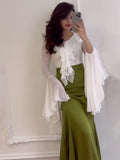 2024 Long-Sleeved Sleeves Sweet Long-Sleeved Splicing Bag-Suited Body-Dight With Dress