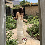 Pure Wind Seaside Holiday Dress Female Sanya Sexy Hanging Neck Long Dress