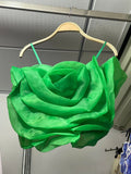 Wind Eagan Yarn Three-Dimensional Flower Sling Vest Summer New Ocean Chic Short Top DJPT