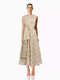 Summer New Round-Neck Sleeveless Three-Dimensional Flower Belt To Receive Long-Term Dress Women