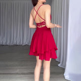 Women's Summer Sling Hanging Neck Collar Strap Sexy High-Rise Repair Cake Skirt