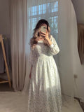 New Broken Flower Fairy Intellectual Wind Waist Side Tie With Long Dress