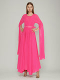 Elegant Style Dress 2025 Spring New Round Horn Sleeves Big Swing Dress Dress Woman