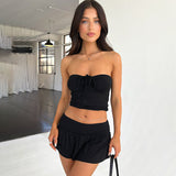 Women's Spring 2024 New Sleeveless Rolled T-Shirt Spice Girl Dress Set DJPT