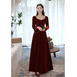 Bridal Toasting Clothes Big-Size Fatmm Spring 2025 New Wine Red Back Door Engagement Evening Dress