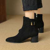 French Coarse And Small Short Boots Women's Autumn New Pointed Velvet Knight Boots Single Boots With Large Size Women's Boots High Quality Shoes