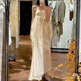 Folded Design Dress Dress Dress Female French Holiday Atmosphere Sling Skirt Two Sets