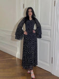 2024 New Chiffon Printing Lotus Leaf Sleeve Temperament Long Splicing Irregular Dress