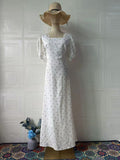 Spring Repair With Ribbon Print Gentle Fairy Lace Dress Woman