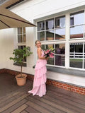 Hot Dress Fashion Cake Dress Sexy Pink Slings Bare Hot Babes Long Dress HZ0628