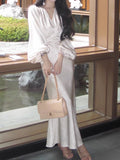 New [Oriental Newcomer] New Chinese Gloss V Collared Vertere Dress Elegant Print Dress HZ0628