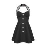 French Hanging Neck Banding Dress Beautiful High-End Feel Party Small Dress