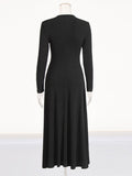 Famous Style Dress 2025 Summer New Round Collar Knitted Waist Solid Color Dress Woman