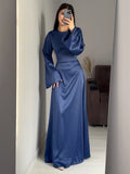 2024 New Waist-Skinny Strap Solid Long-Sleeved Long-Sleeved Dress Dress Dress Woman