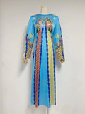 Round Collar Long-Sleeved Dress Animal Print Girded Body 2025 Autumn New Dress