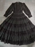 Temperament Lace Dress 2025 Autumn Gentle Wind Heavy Industry Lace Splicing Wide Swing Dress Dress Dress