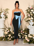 Bow Bump Color With Chest With Dressing Dinner High-End Feel Beautiful Evening Dress