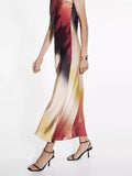 Comfortable Color-Collicted Gradient Elegant Shoulder High-Waisted Temperament Dress