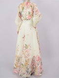 Early Autumn Australian Design Elegant Fresh Floral Shirt Top + High Waist Half-Dress Suit