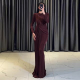 Sexy Fashion Round Collar Folds To The Waist To Repair The Solid Color Temperament Dress