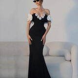 New Design Sense Three-Dimensional Flower Banded Dress Party Dress Fishtail Dress