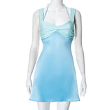 Women's Spring And Summer New Hanging Neck Tie With Bare Backpack Vacation Dress Woman DJPT