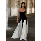 High-End Black And White Style Dress Body Slim Thin Sling Skirt Swing Tall Drag Skirt